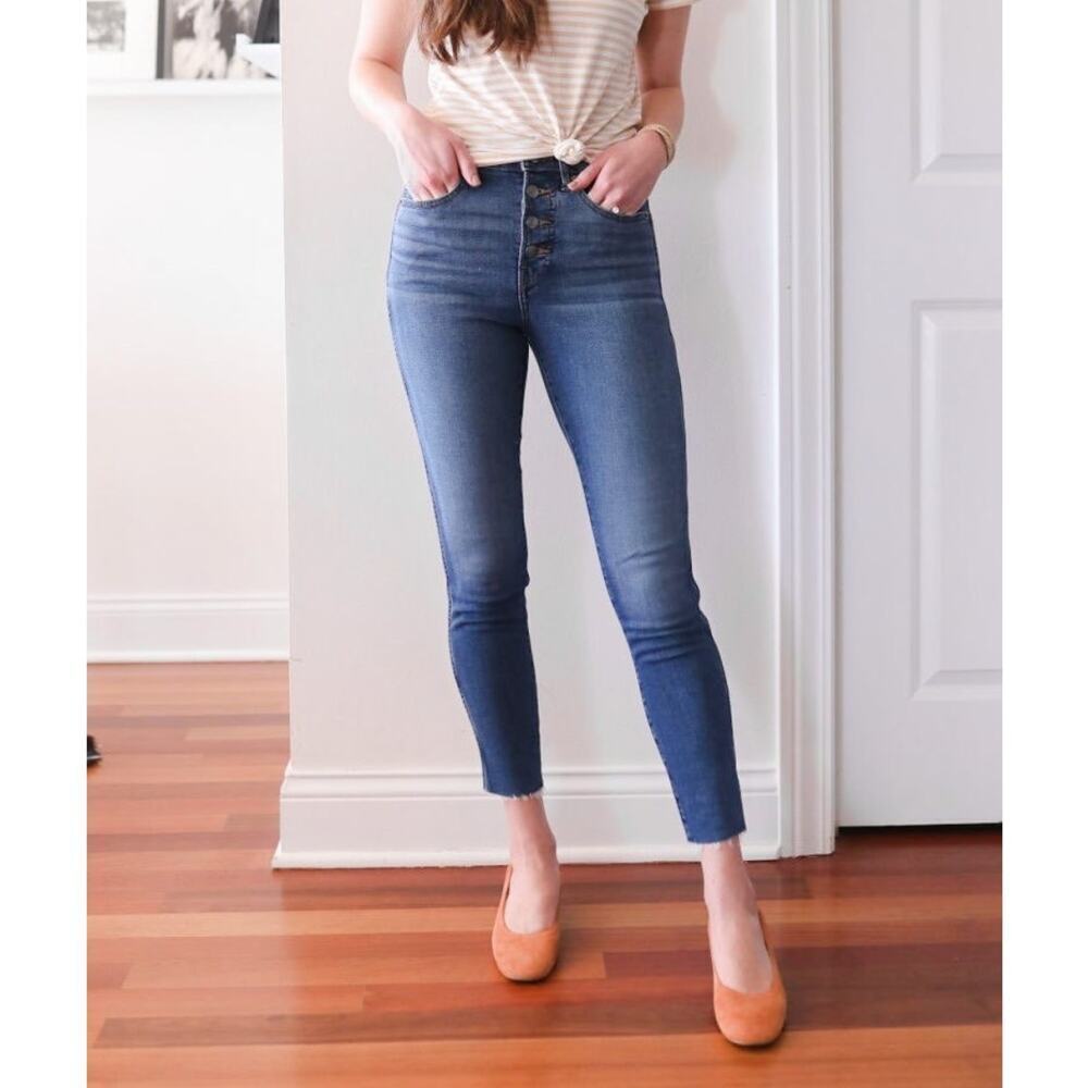Everlane The Vintage Skinny Jean Size 32 Ankle Raw Hem 4 Buttons Shaping